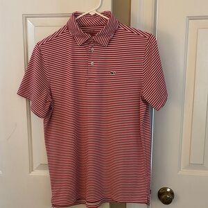 Vineyard Vines Red and White Striped Polo Shirt